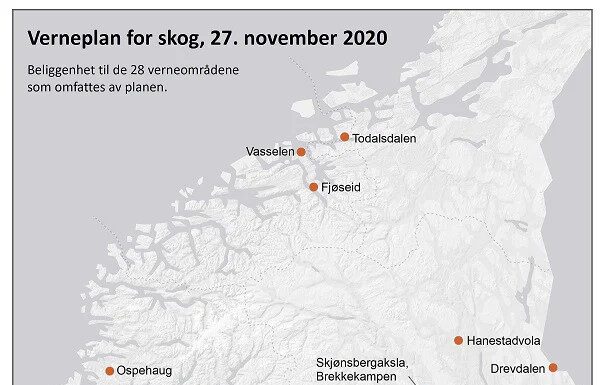 Verner 28 skogområder i sju fylker