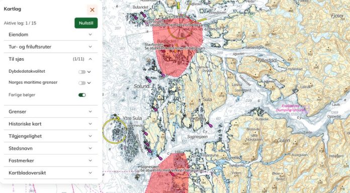 Sjekk ut nye Norgeskart.no I nye Norgeskart.no kan du velge mellom flere temakartlag. ©norgeskart.no