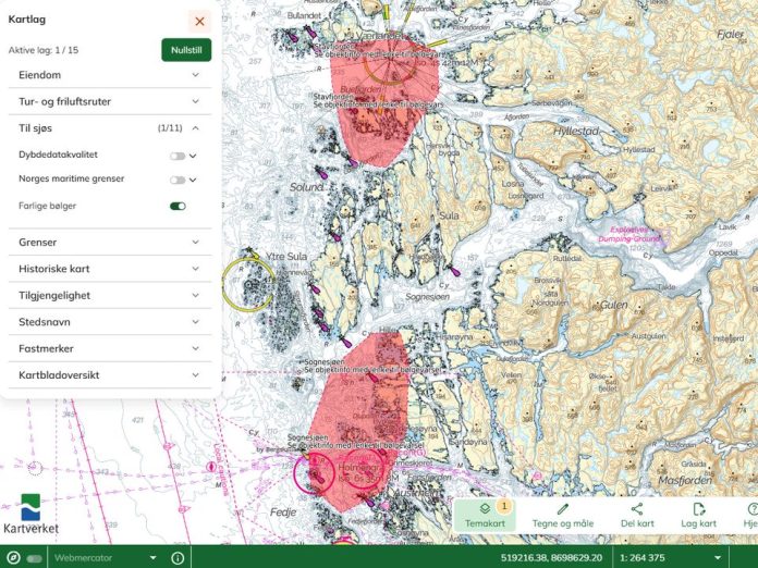 norgeskart I nye Norgeskart.no kan du velge mellom flere temakartlag. ©norgeskart.no