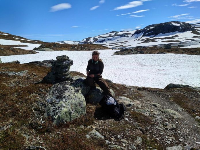fjelltur Forskere og feltarbeidere monterer ferdselstellere